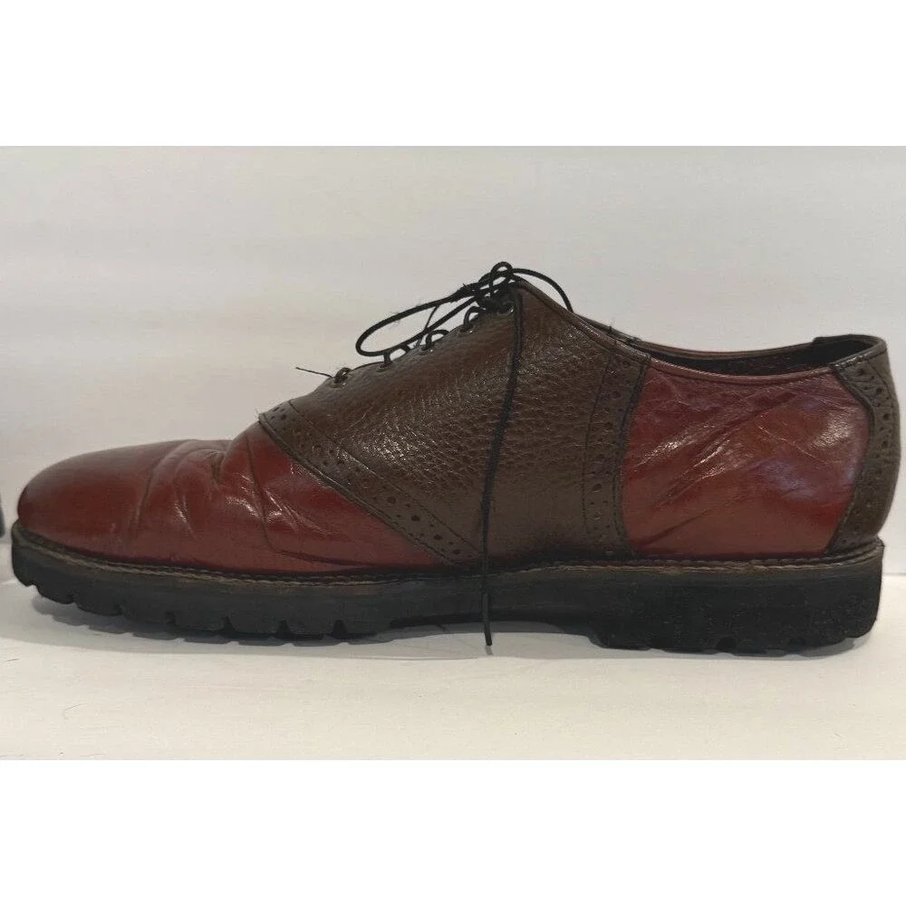 HS Trask Mens 10.5 W 2-Tone Brown Bison Leather Oxford Vibram Lug Sole 1033